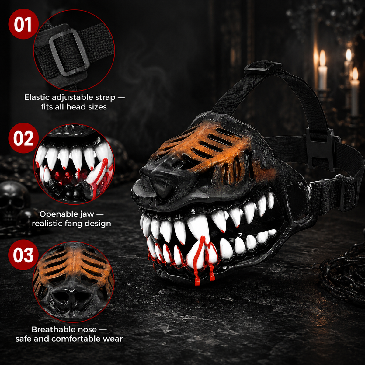 IronHollow™ Devil Teeth Dog Muzzle Mask