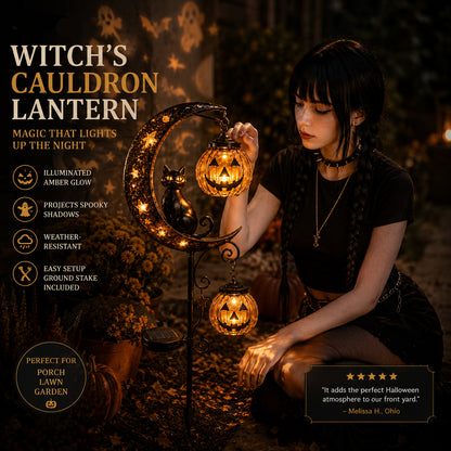 🎃 IronHollow™ Halloween Black Cat & Pumpkin Moon Garden Stake Light